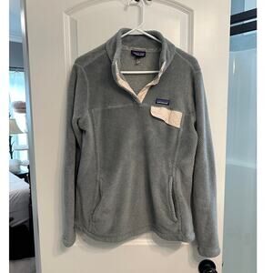 Patagonia Thermal Pro Fleece Pullover Gray Cream Snap Pocket Women’s XL